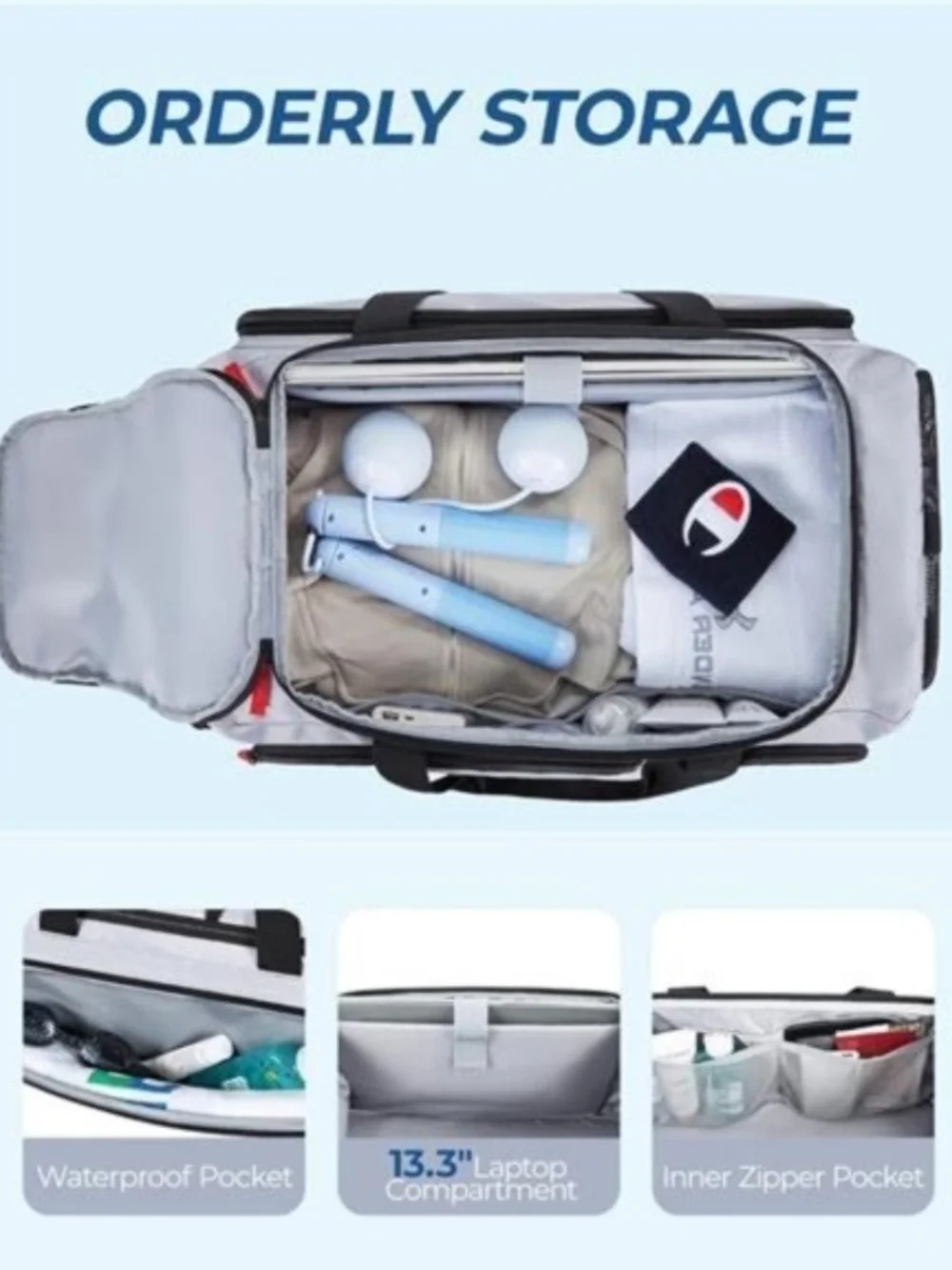 Convertible Light Gray Men's Duffel Backpack - Bagsmart